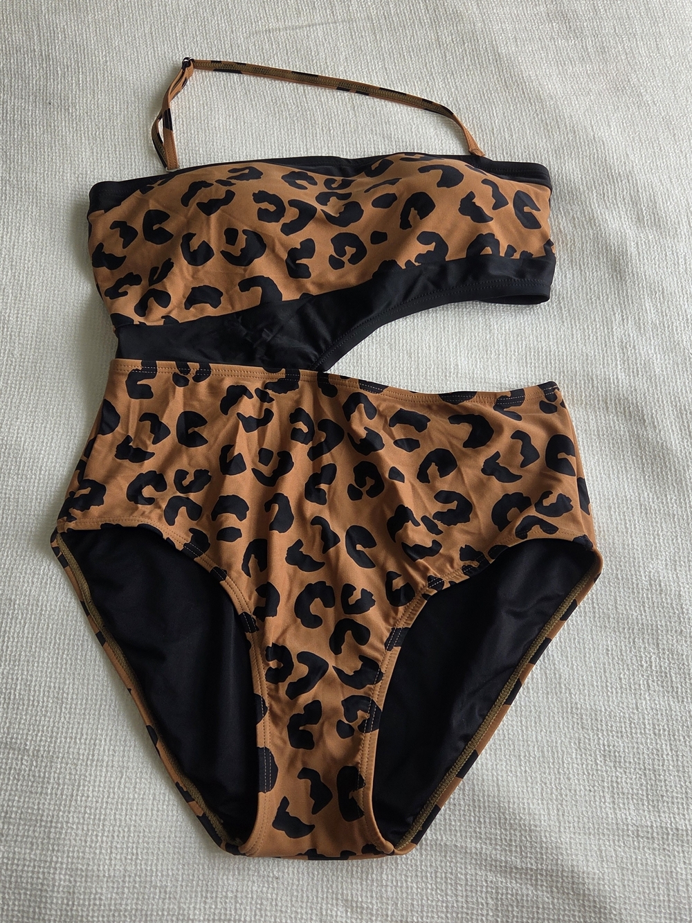 Women DNKY Leopard Print Two-Piece Swim Set - Brown/Black